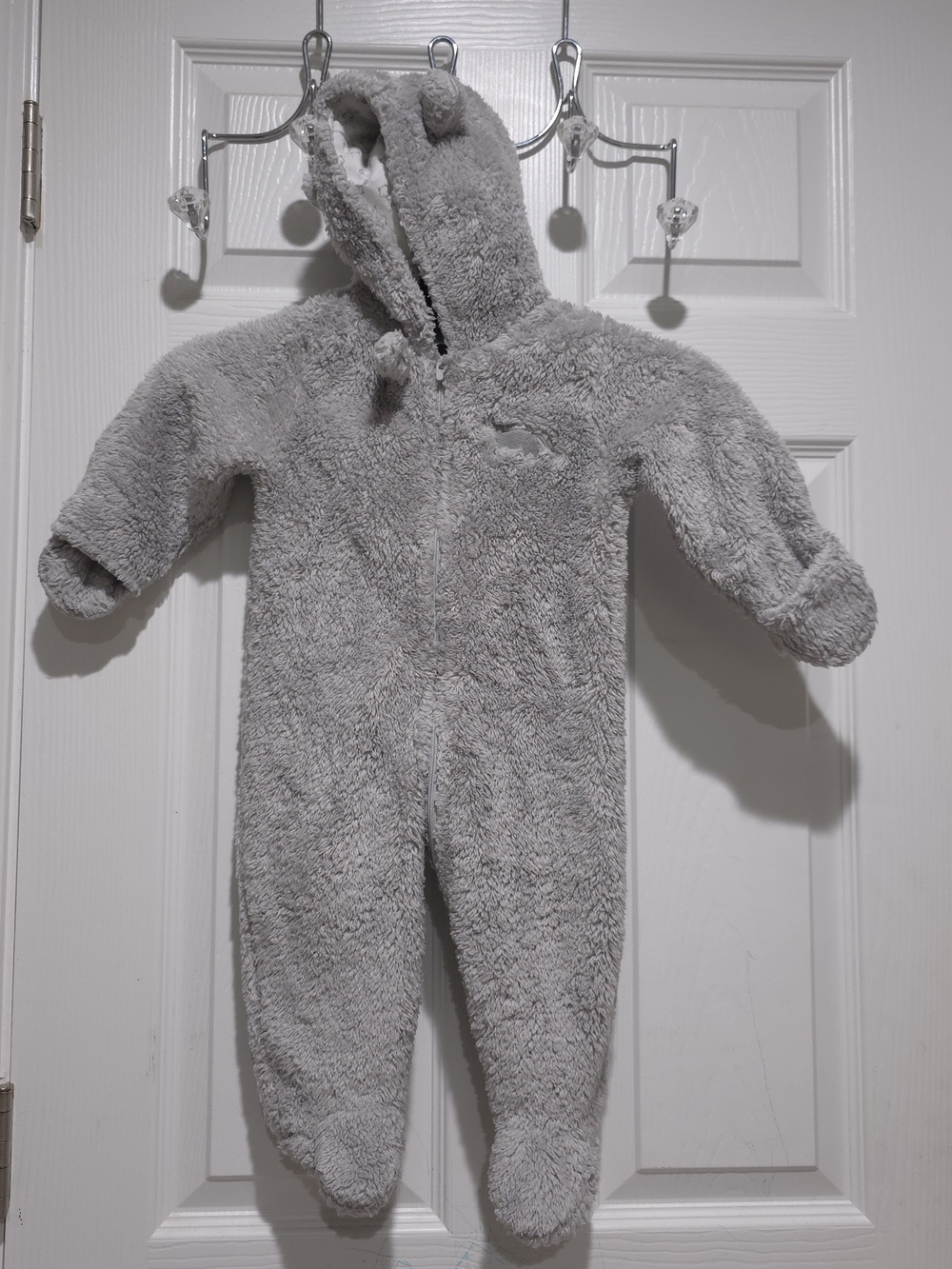 Carter's Plush Gray Hooded Baby Footed One-Piece